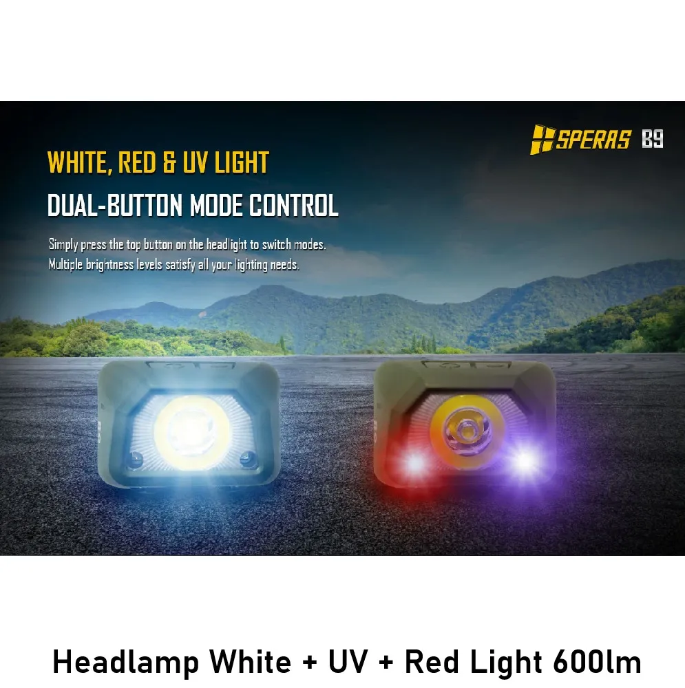 Headlamp White + UV + Red Light 600lm pic 3.webp