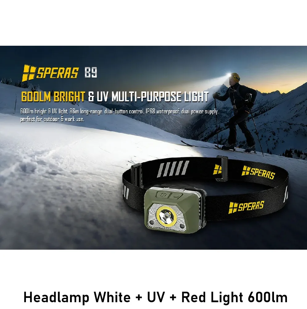 Headlamp White + UV + Red Light 600lm pic 2.webp