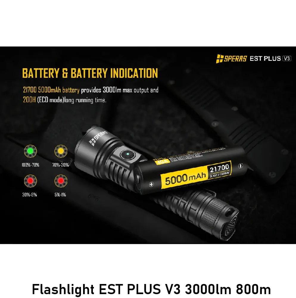 Flashlight EST PLUS V3 3000lm 800m pic 7.webp