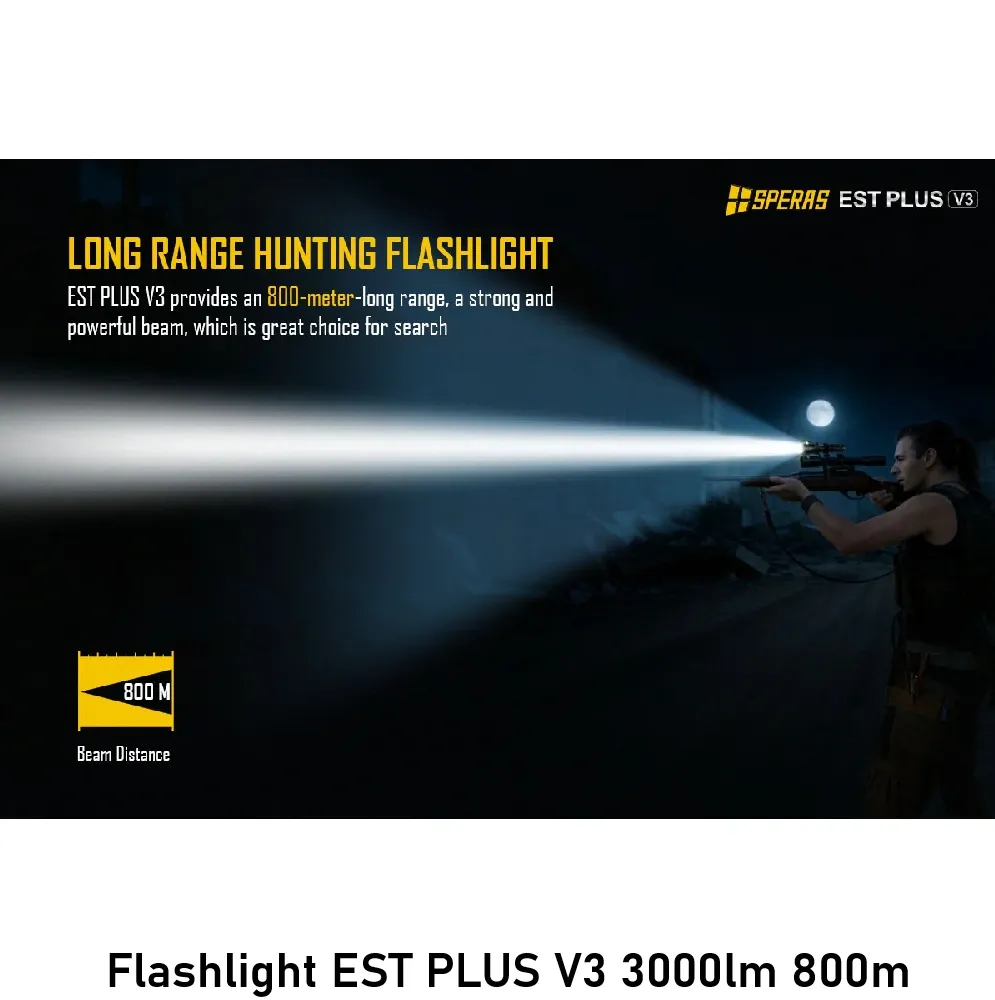 Flashlight EST PLUS V3 3000lm 800m pic 5.webp
