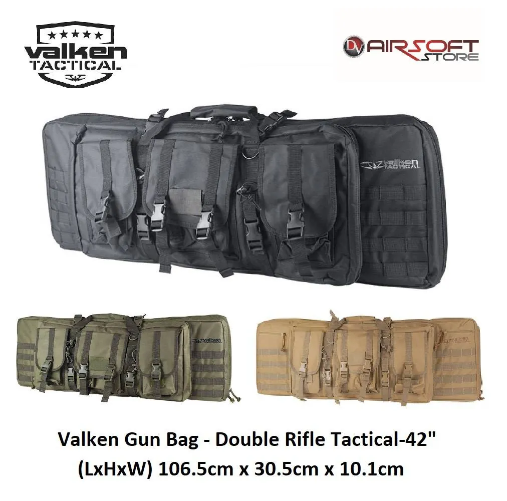 [2100000002535] Airsoft Gun Bag - Double Rifle Tactical-42" (Black)