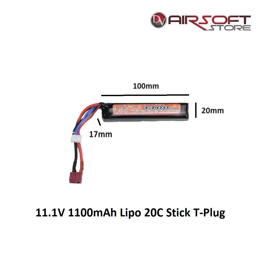 [2100000022687] 11.1V 1100mAh Lipo 20C Stick T-Plug