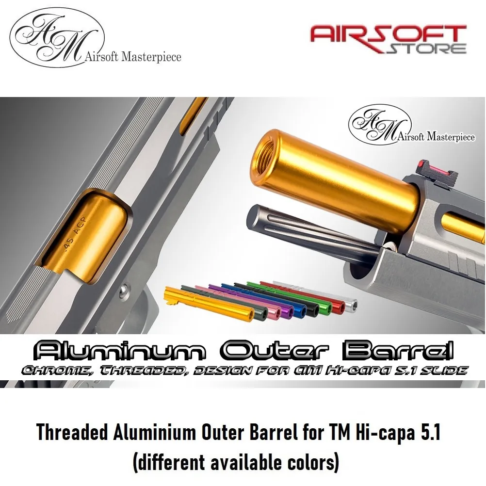[2100000032037] Threaded Aluminium Outer Barrel for TM Hi-capa 5.1 (Gold)