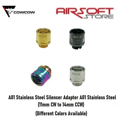[2100000045310] A01 Stainless Silencer Adapter (11mm CW to 14mm CCW) (Black)