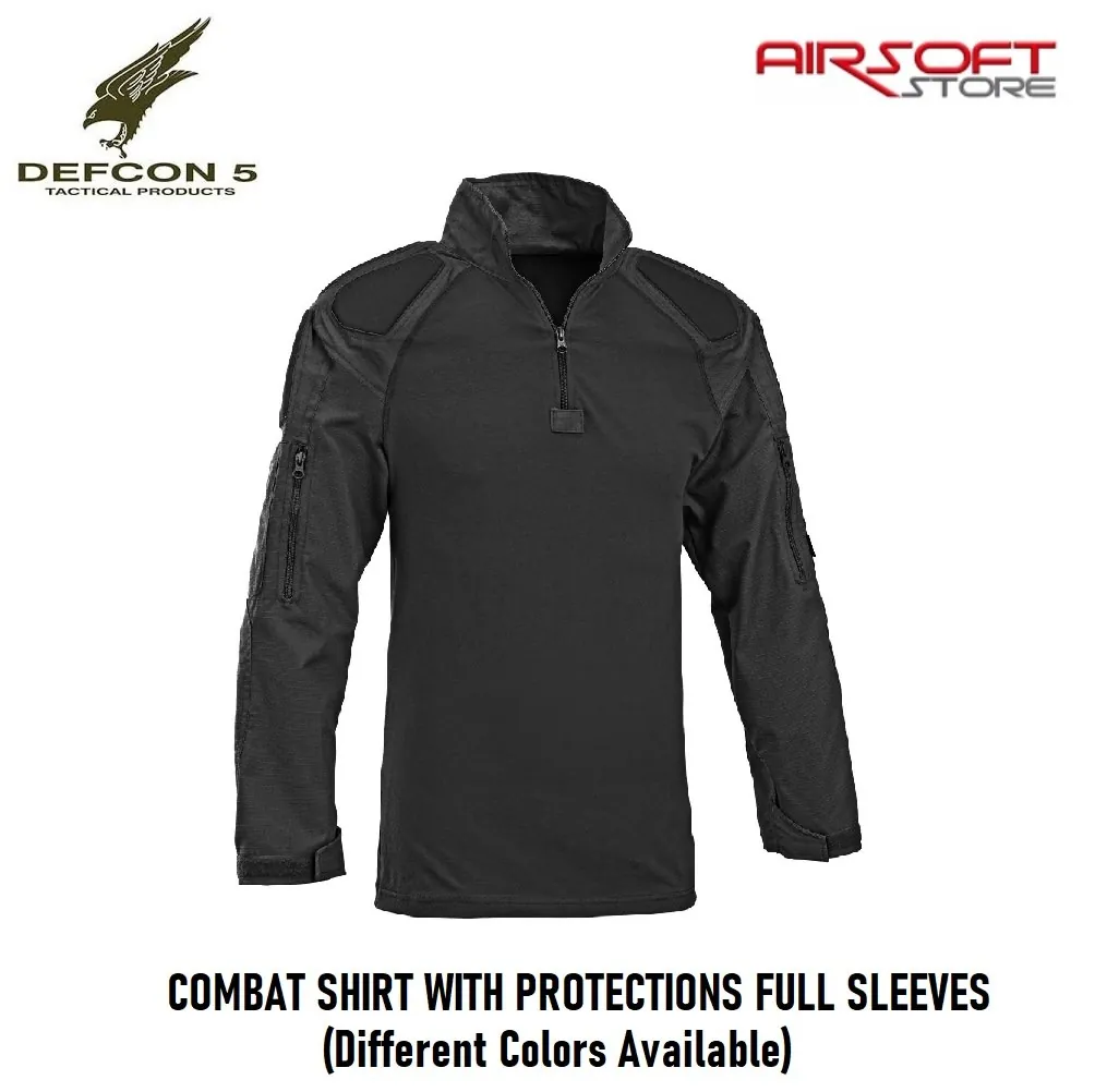 [2100000047307] COMBAT SHIRT WITH PROTECTIONS FULL SLEEVES (Black) (S)