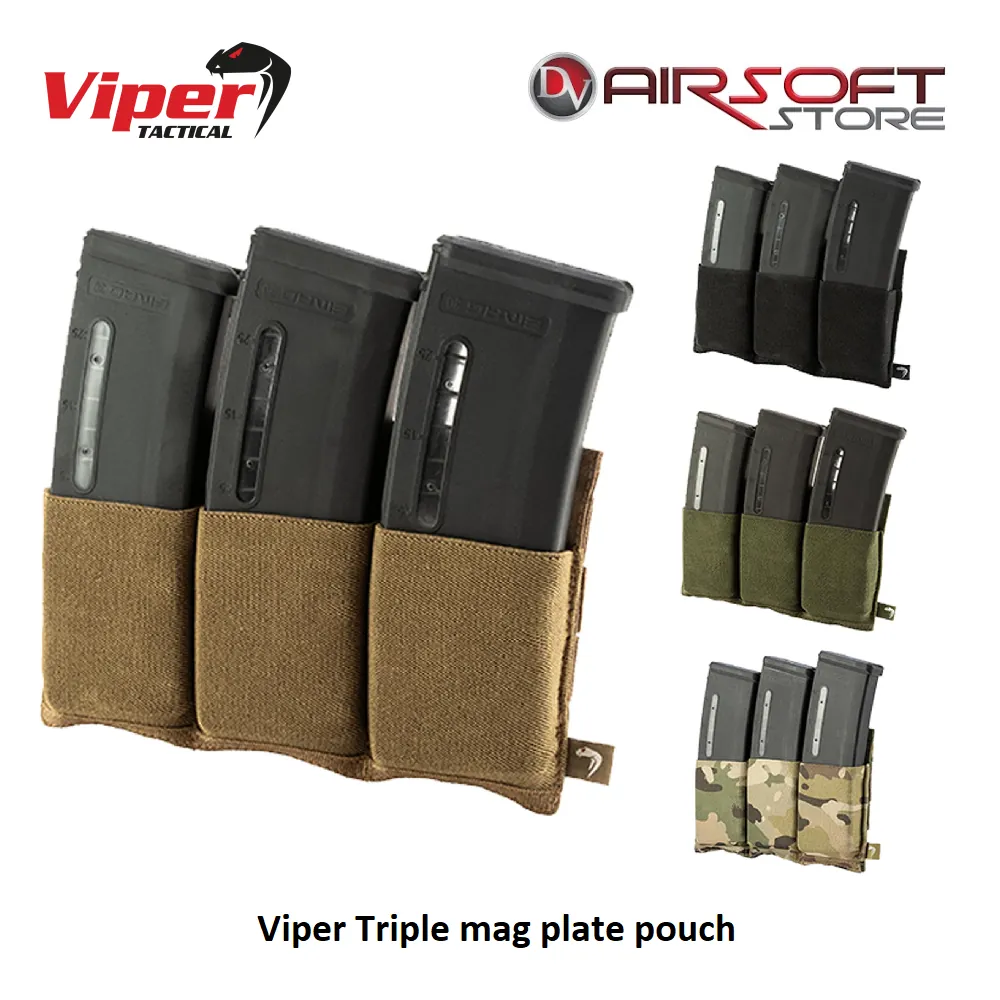 [2100000066834] Triple mag plate pouch (Black)