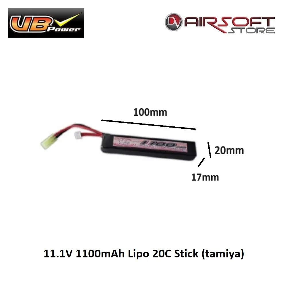 11.1V 1100mAh Lipo 20C Stick (tamiya)