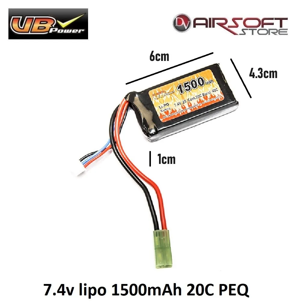 [2100000037285] 7.4v lipo 1500mAh 20C PEQ