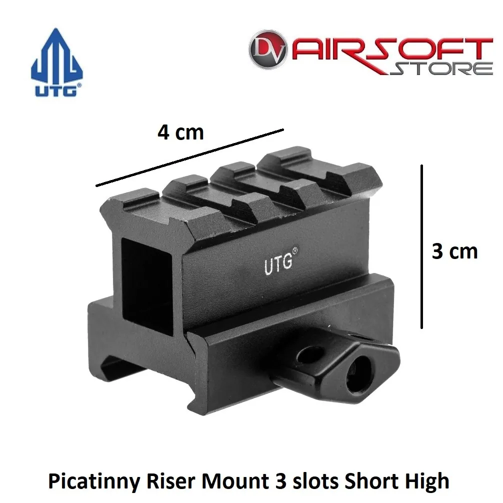 Picatinny Riser Mount 3 slots Short High