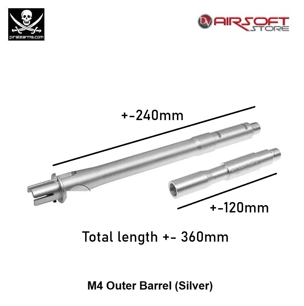 M4 Outer Barrel approx 240mm + 120mm (Silver)
