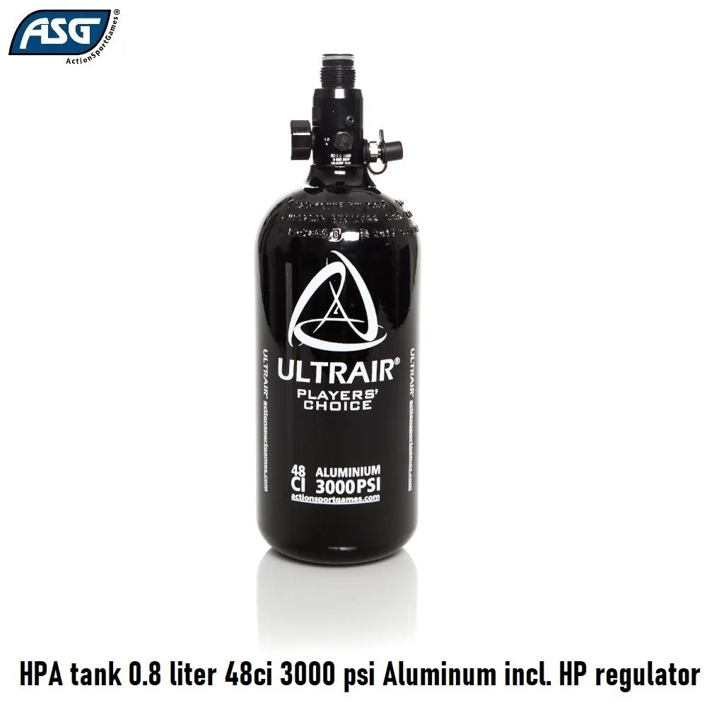 HPA tank 0.8 liter 48ci 3000 psi Alu incl. HP regulator