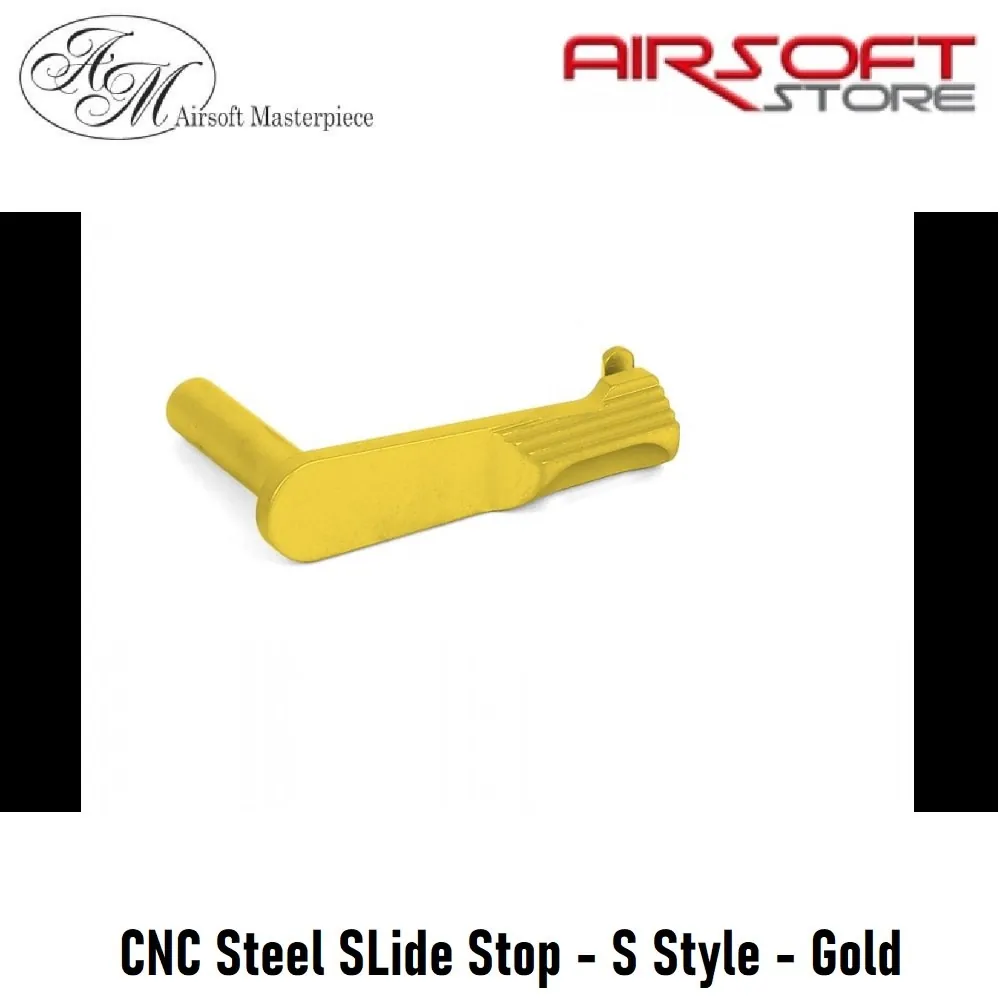 [2100000052806] CNC Steel SLide Stop - S Style - Gold
