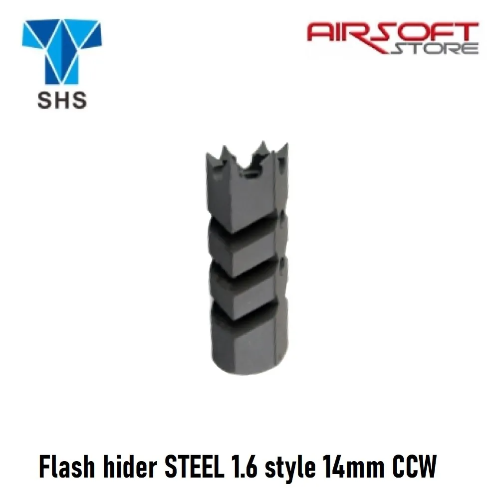Flash hider STEEL 1.6 style 14mm CCW