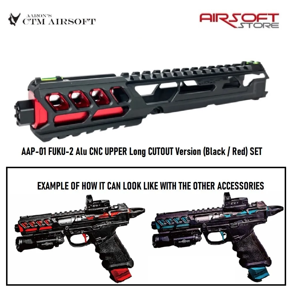 AAP-01 FUKU-2 Alu CNC UPPER Long CUTOUT Version (Black / Red) SET