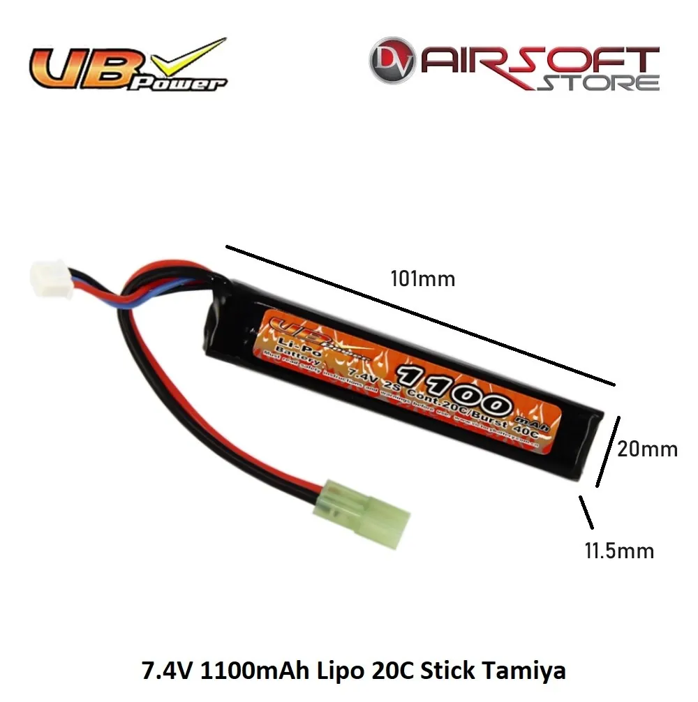 [2100000069019] 7.4V 1100mAh Lipo 20C Stick Tamiya