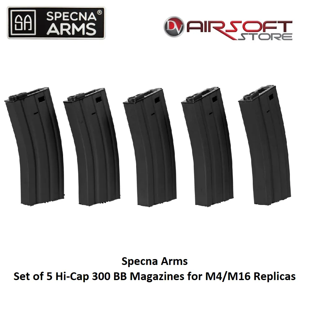 [2100000069736] Set of 5 Hi-Cap 300 BB Mags for M4/M16 (Black)