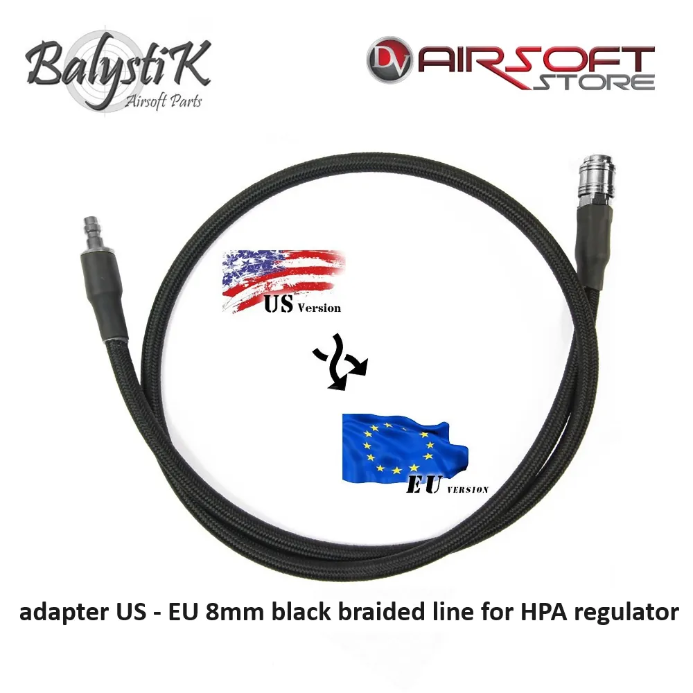 [2100000075386] adapter US - EU 8mm black braided line for HPA regulator