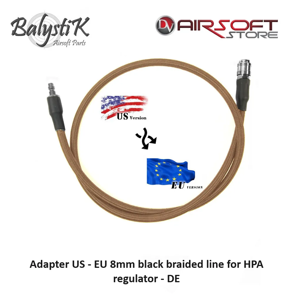 Adapter US - EU 8mm black braided line for HPA regulator - DE