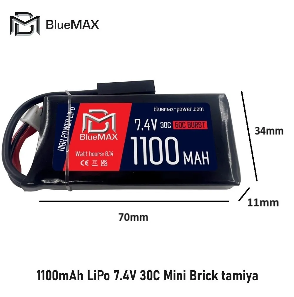 [2100000077335] 1100mAh LiPo 7.4V 30C Mini Brick tamiya
