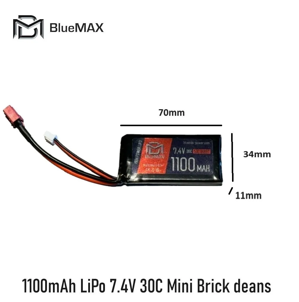 [2100000077342] 1100mAh LiPo 7.4V 30C Mini Brick deans