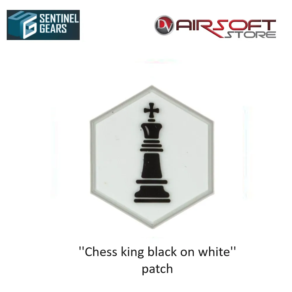 ''Chess king black on white'' patch