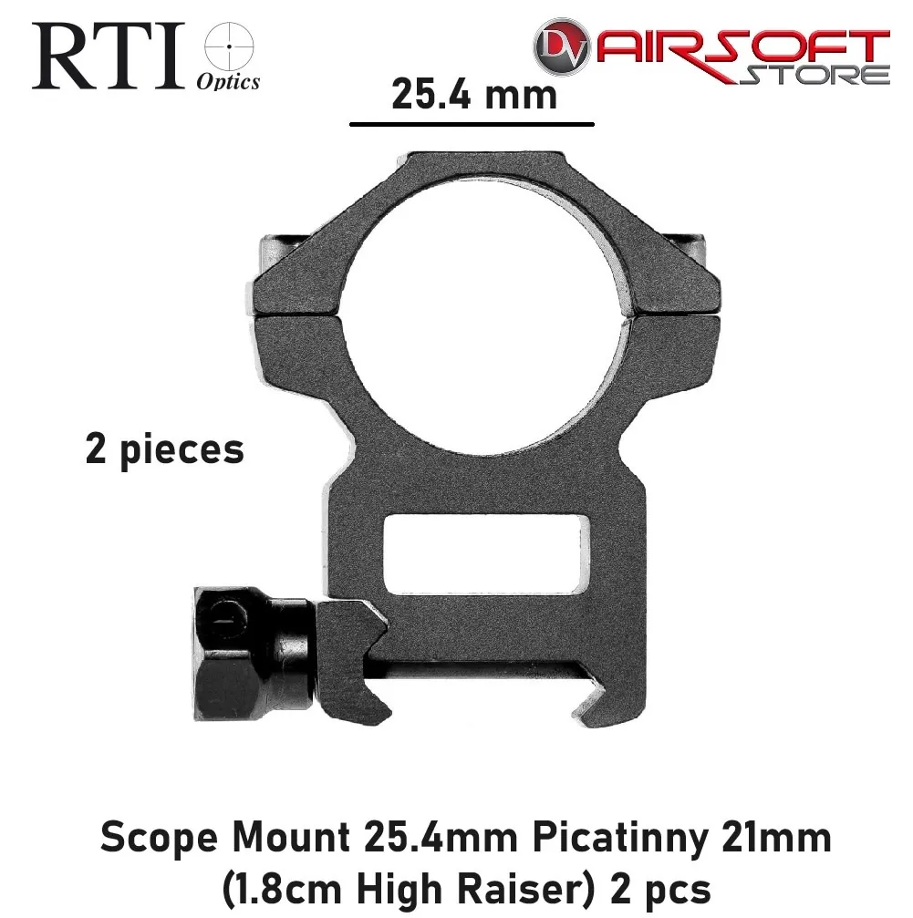 [2100000086269] Scope Mount 25.4mm Picatinny 21mm (1.8cm High Raiser) 2 pcs