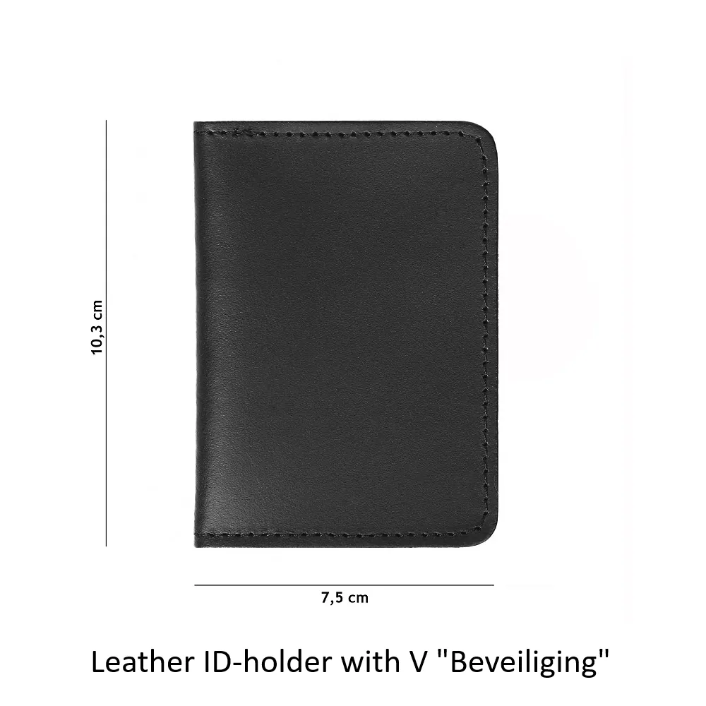 Leather ID-holder with V "Beveiliging"