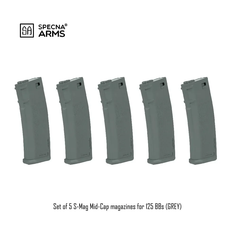 [2100000095377] Set of 5 S-Mag Mid-Cap magazines for 125 BBs (GREY)