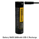 Battery 18650 3.7V 2600mAh USB-C Recharge